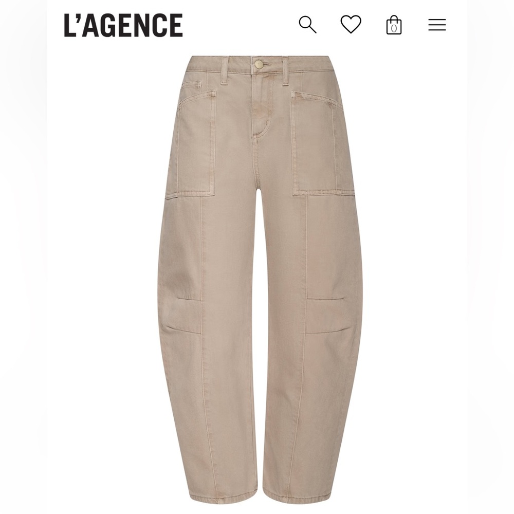 L'AGENCE sz 29 CODY Cropped tan barrel style jeans